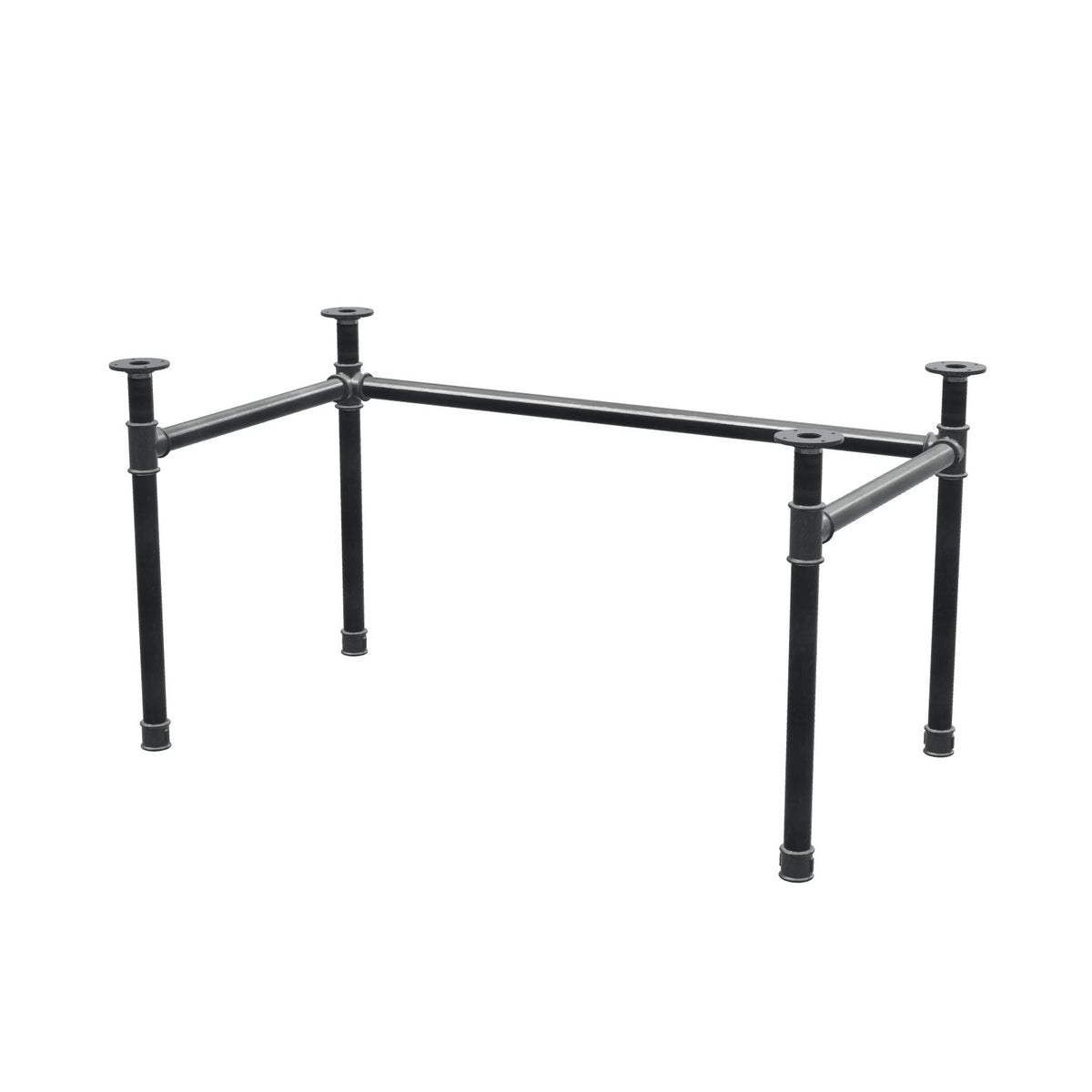 Stel til skrivebord, U-form, støbejern og stål Ø 42 mm, 136 × 76 cm, højde 70 cm