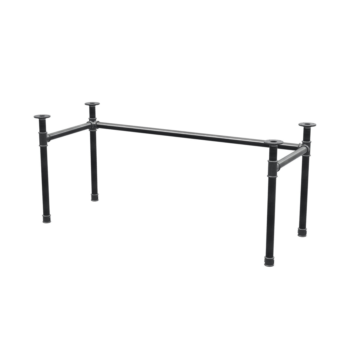 Stel til skrivebord, U-form, støbejern og stål Ø 42 mm, 166 × 66 cm, højde 70 cm