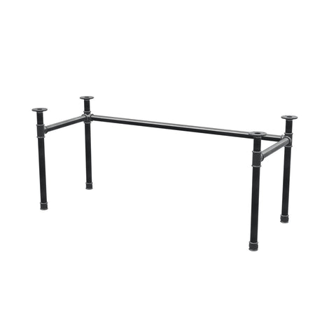 Stel til skrivebord, U-form, støbejern og stål Ø 42 mm, 166 × 66 cm, højde 70 cm