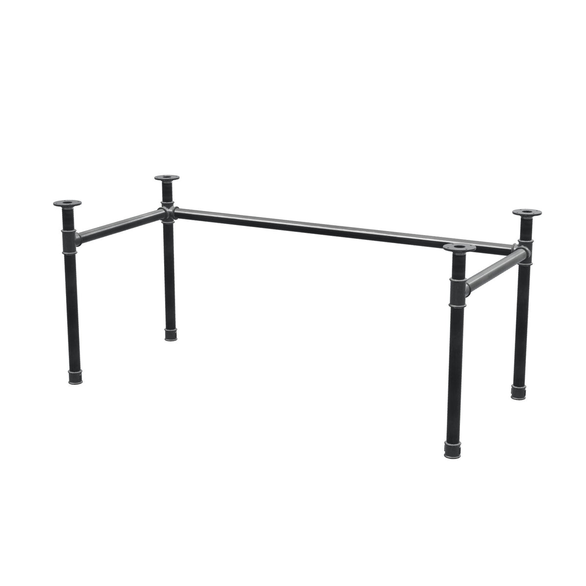 Stel til skrivebord, U-form, støbejern og stål Ø 42 mm, 166 × 76 cm, højde 70 cm
