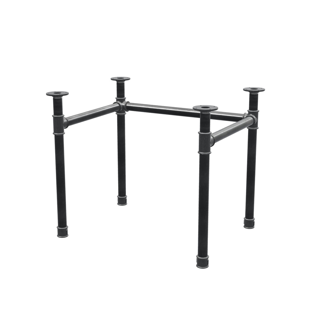 Stel til skrivebord, U-form, støbejern og stål Ø 42 mm, 86 × 66 cm, højde 70 cm