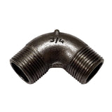 Raccord coude fonte noire 90° Mal/Mal - raccord coudé mâle-mâle en fonte noire