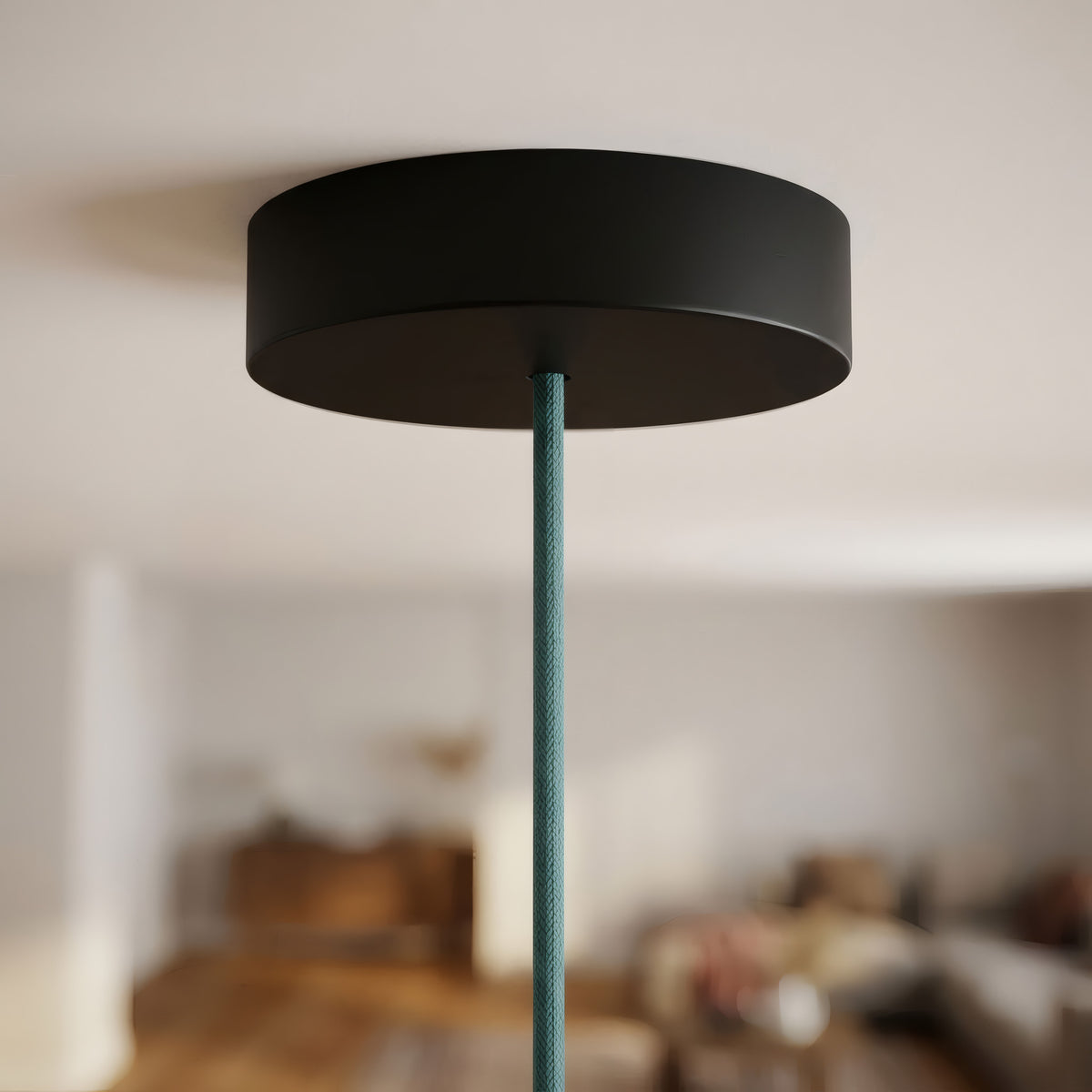 Rund roset i træ, Ø 120 mm — Sort