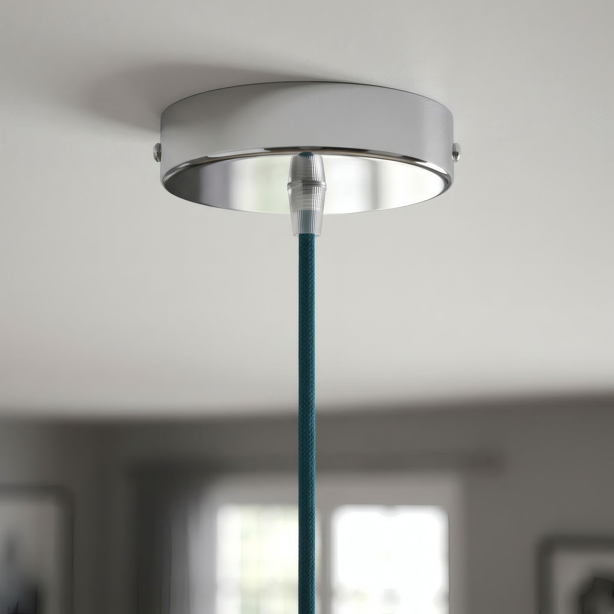 Cylindrisk roset i metal, Ø 120 mm — Konisk termoplast / Krom