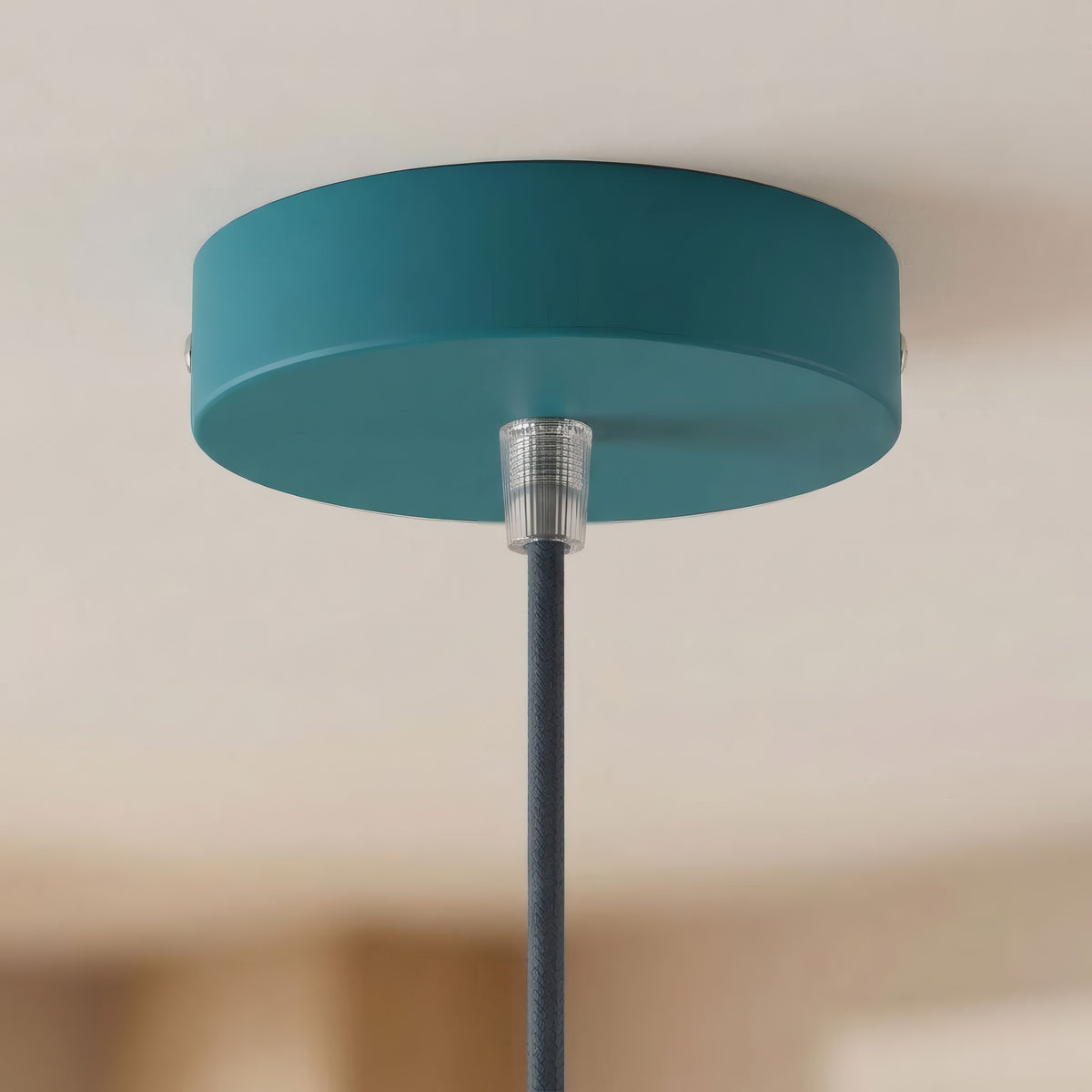 Cylindrisk roset i metal, Ø 120 mm — Konisk termoplast / Petroleumsblå