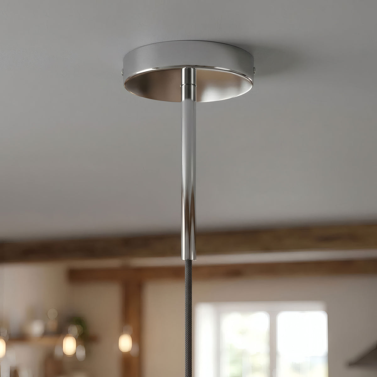 Cylindrisk roset i metal med aflastning på 15 cm — Krom