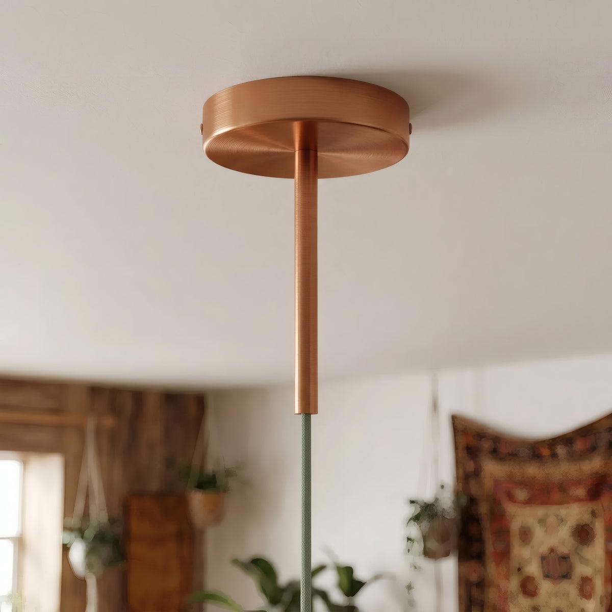 Cylindrisk roset i metal med aflastning på 15 cm — Satineret kobber