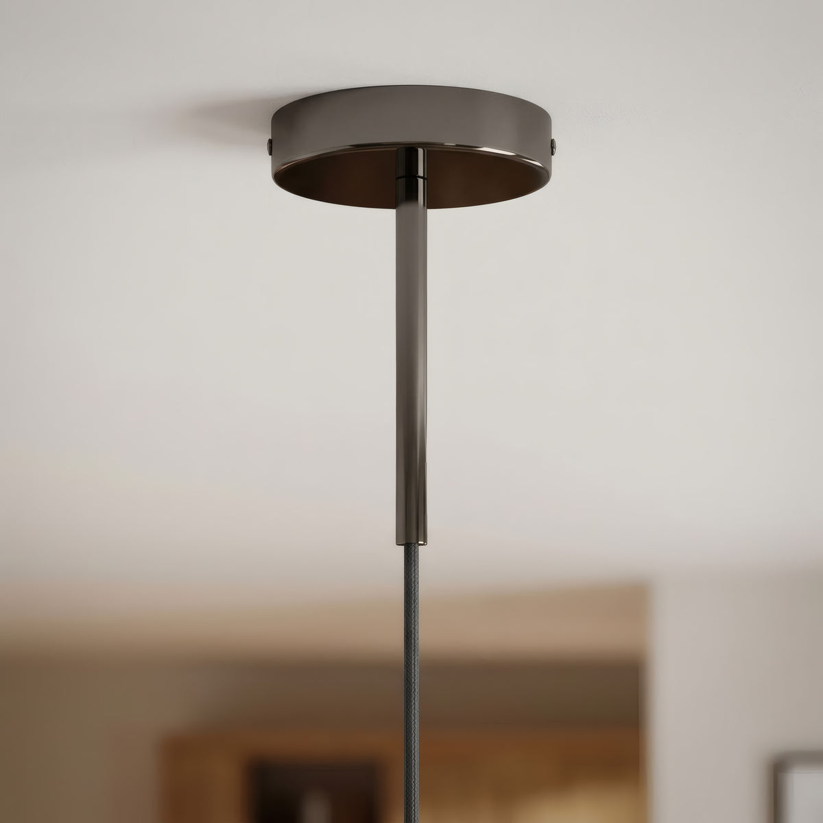 Cylindrisk roset i metal med aflastning på 15 cm — Sort perle