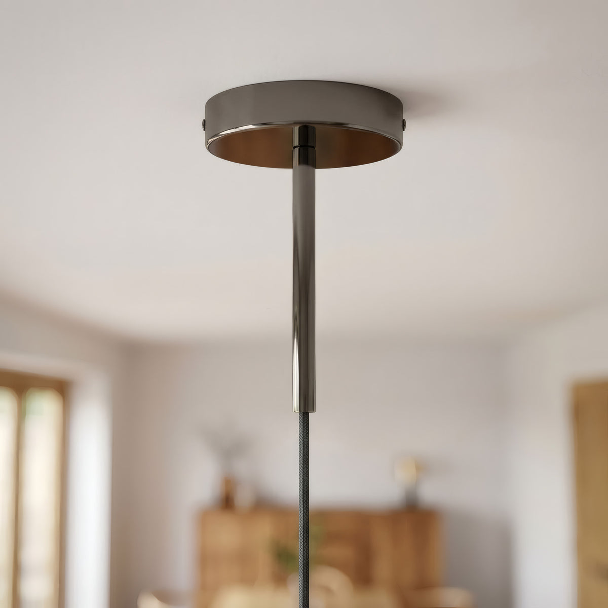 Cylindrisk roset i metal med aflastning på 15 cm — Sort perle