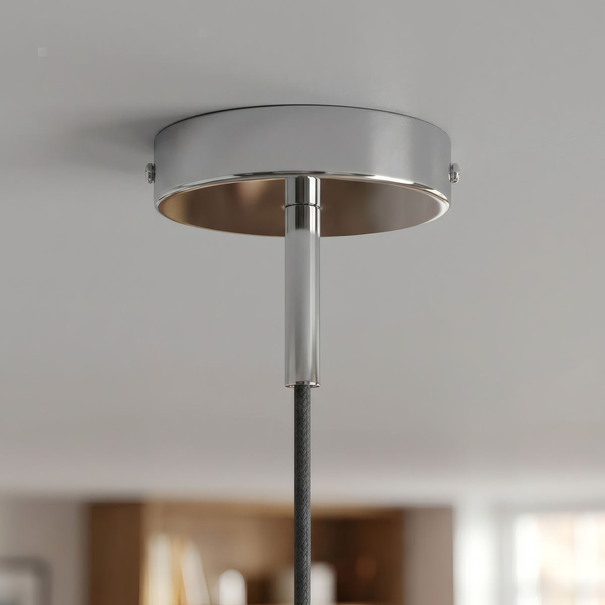 Cylindrisk roset i metal med aflastning på 7 cm — Krom