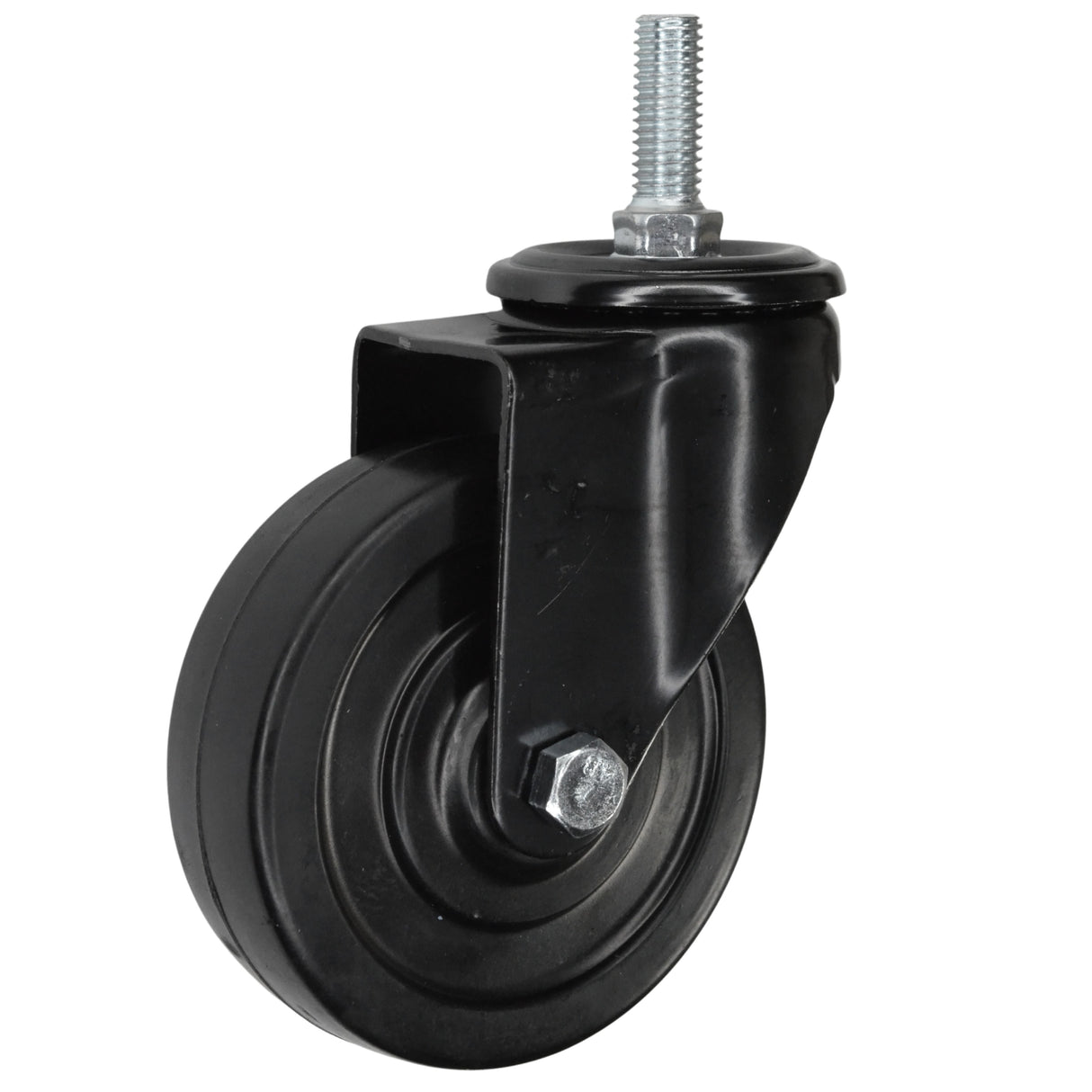 Roulette industrielle noire pivotante sur Raccord -  caoutchouc - 100mm - roulette industrielle pivotante pour meuble - vue 4