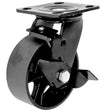 møbelhjul 12,5cm i sort metal med sidebremse