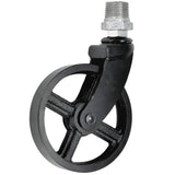 Sort industrielt drejehjul i metal på 90 mm, 1/2'' (15x21mm) udvendigt gevind, fitting i galvaniseret støbejern