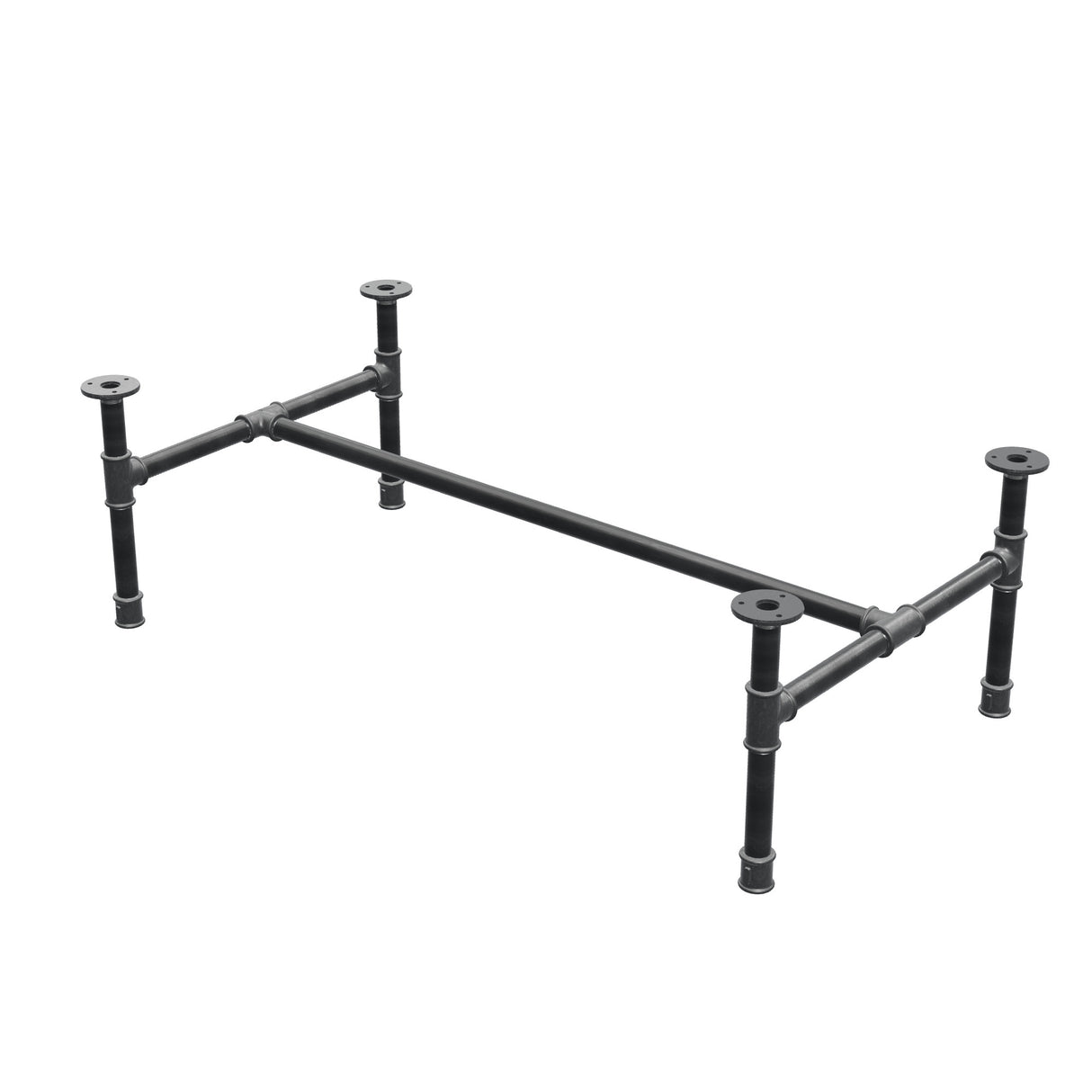 Industrielt sofabordsstel i støbejern, H-form, 101 × 55 cm, højde 32 cm, trekvartsvisning