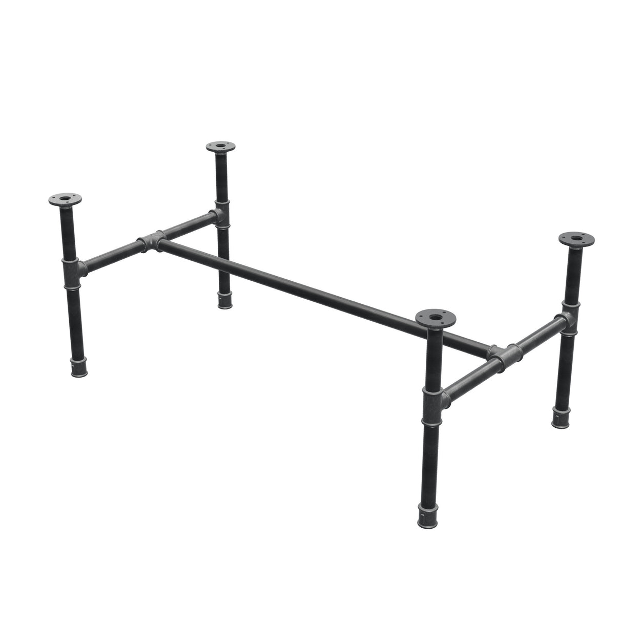 Industrielt sofabordsstel i støbejern, H-form, 101 × 55 cm, højde 42 cm, trekvartsvisning