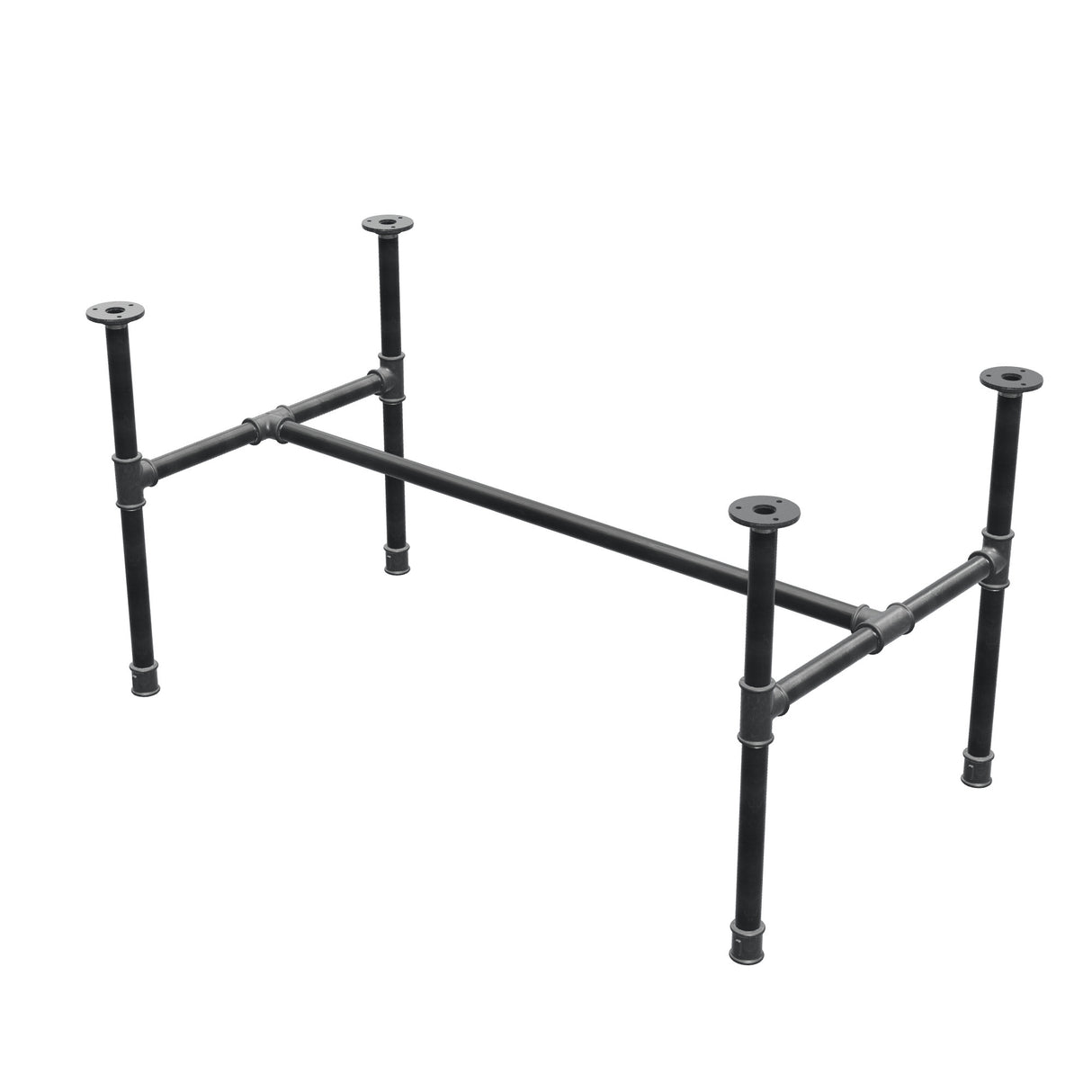 Industrielt sofabordsstel i støbejern, H-form, 101 × 55 cm, højde 52 cm, trekvartsvisning
