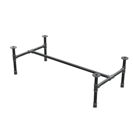 Industrielt sofabordsstel i støbejern, H-form, 111 × 55 cm, højde 32 cm, trekvartsvisning