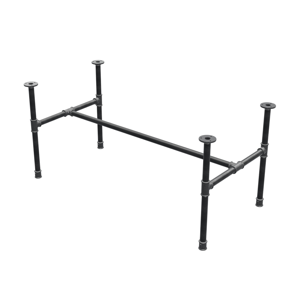 Industrielt sofabordsstel i støbejern, H-form, 111 × 55 cm, højde 52 cm, trekvartsvisning