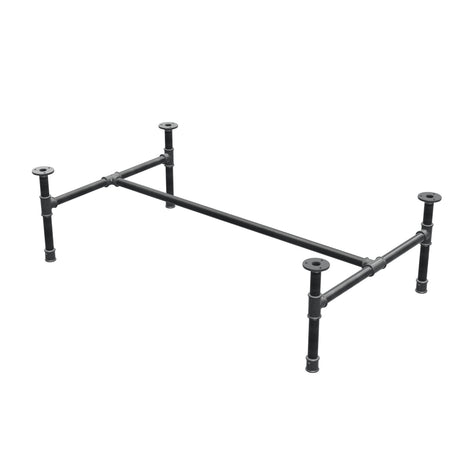 Industrielt sofabordsstel i støbejern, H-form, 111 × 65 cm, højde 32 cm, trekvartsvisning