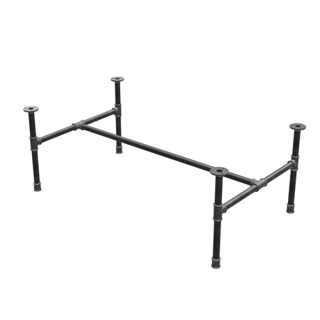 Industrielt sofabordsstel i støbejern, H-form, 111 × 65 cm, højde 42 cm, trekvartsvisning