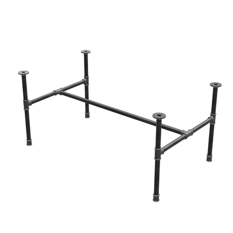 Industrielt sofabordsstel i støbejern, H-form, 111 × 65 cm, højde 52 cm, trekvartsvisning