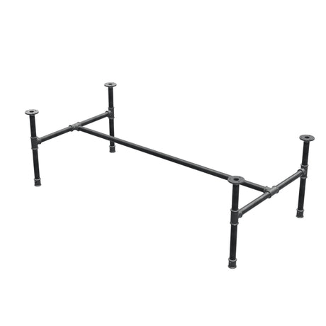 Industrielt sofabordsstel i støbejern, H-form, 131 × 65 cm, højde 42 cm, trekvartsvisning