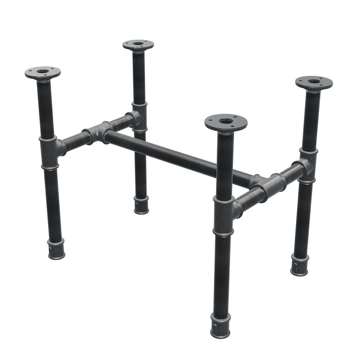 Industrielt sofabordsstel i støbejern, H-form, 51 × 35 cm, højde 42 cm, trekvartsvisning