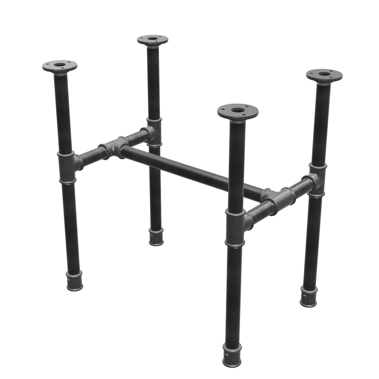 Industrielt sofabordsstel i støbejern, H-form, 51 × 35 cm, højde 52 cm, trekvartsvisning