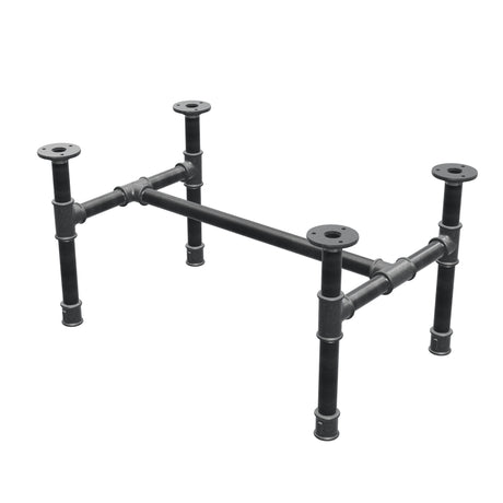 Industrielt sofabordsstel i støbejern, H-form, 61 × 39 cm, højde 32 cm, trekvartsvisning