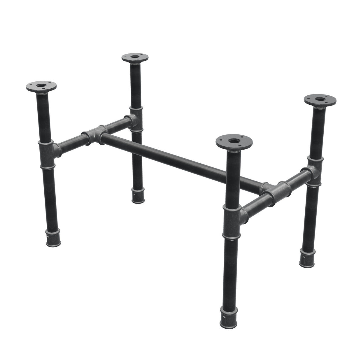Industrielt sofabordsstel i støbejern, H-form, 61 × 39 cm, højde 42 cm, trekvartsvisning
