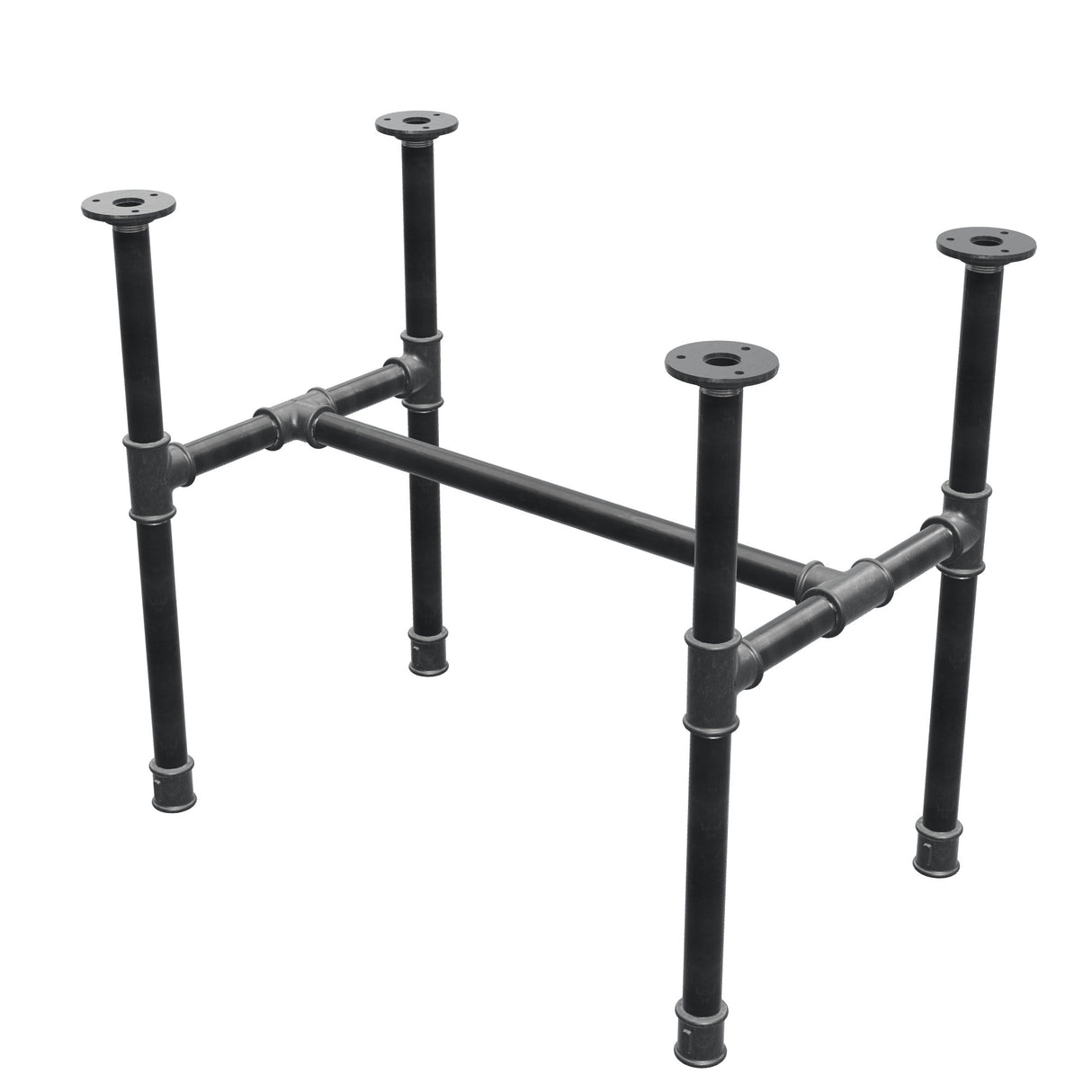 Industrielt sofabordsstel i støbejern, H-form, 61 × 39 cm, højde 52 cm, trekvartsvisning
