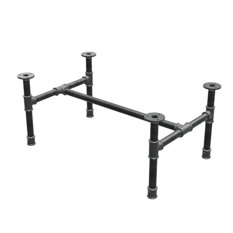 Industrielt sofabordsstel i støbejern, H-form, 71 × 45 cm, højde 32 cm, trekvartsvisning