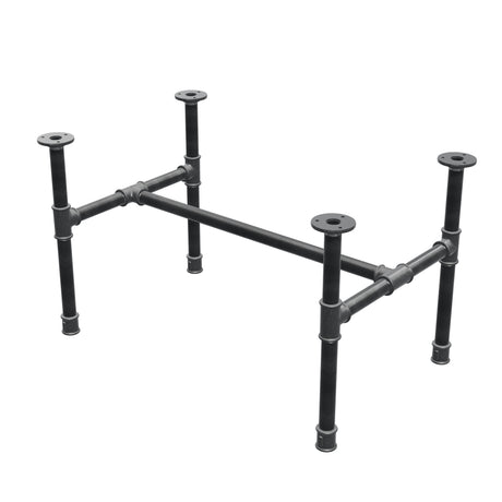 Industrielt sofabordsstel i støbejern, H-form, 71 × 45 cm, højde 42 cm, trekvartsvisning