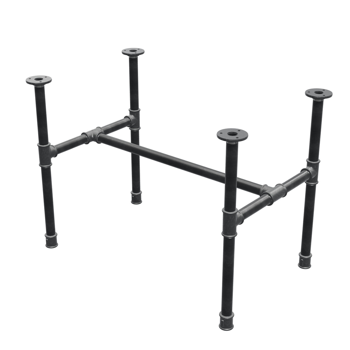 Industrielt sofabordsstel i støbejern, H-form, 71 × 45 cm, højde 52 cm, trekvartsvisning