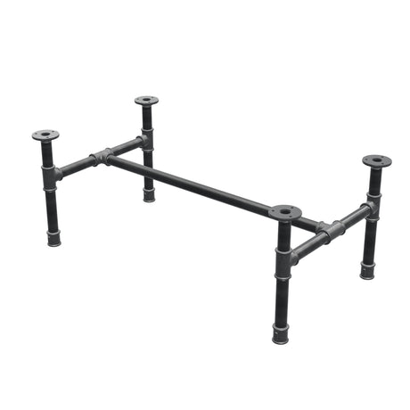 Industrielt sofabordsstel i støbejern, H-form, 81 × 45 cm, højde 32 cm, trekvartsvisning