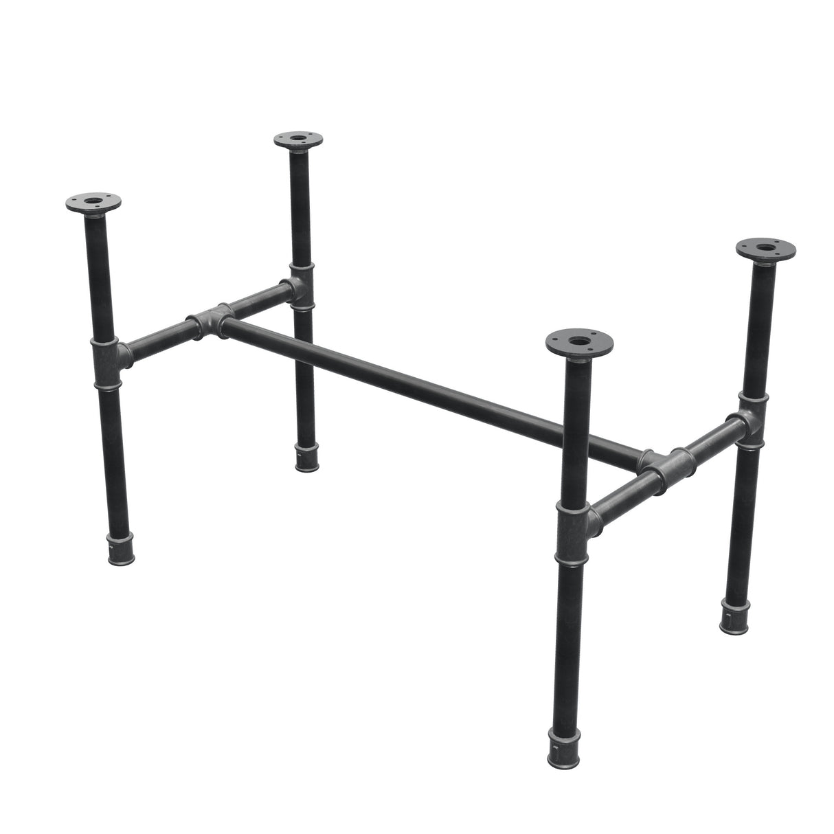 Industrielt sofabordsstel i støbejern, H-form, 81 × 45 cm, højde 52 cm, trekvartsvisning