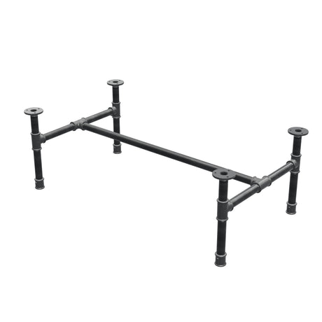 Industrielt sofabordsstel i støbejern, H-form, 91 × 51 cm, højde 32 cm, trekvartsvisning