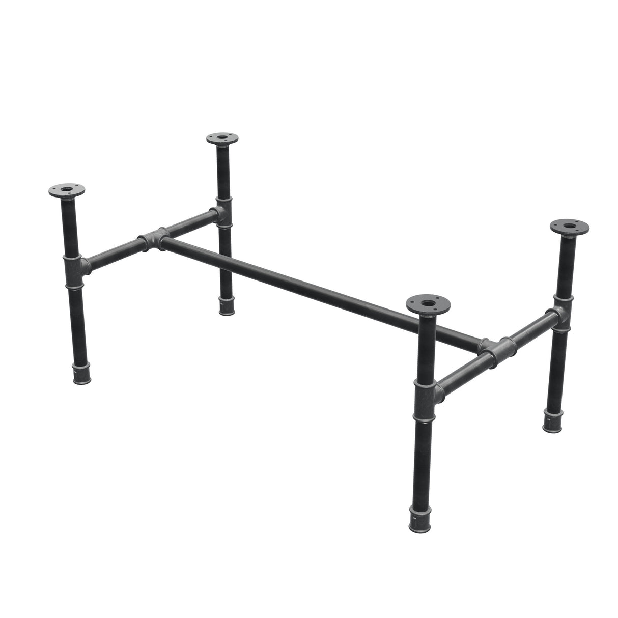 Industrielt sofabordsstel i støbejern, H-form, 91 × 51 cm, højde 42 cm, trekvartsvisning