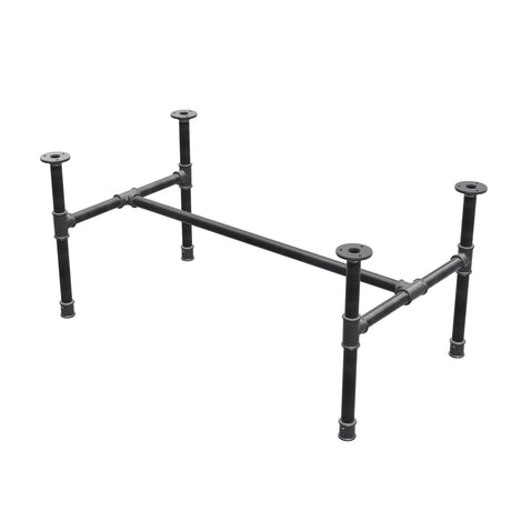 Industrielt sofabordsstel i støbejern, H-form, 91 × 51 cm, højde 42 cm, trekvartsvisning