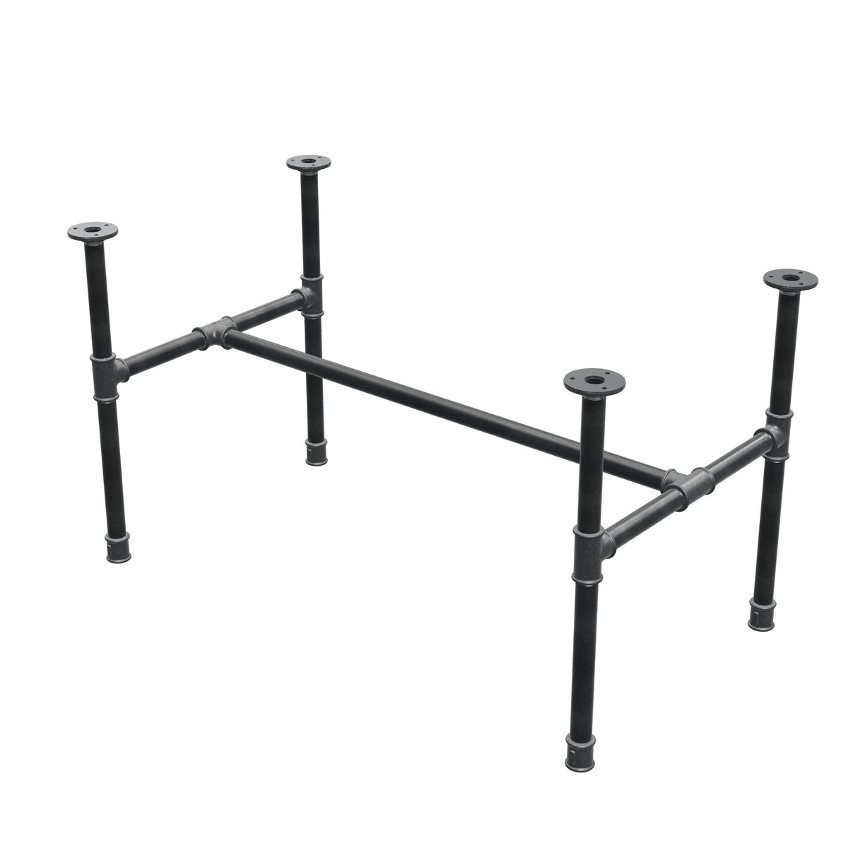 Industrielt sofabordsstel i støbejern, H-form, 91 × 51 cm, højde 52 cm, trekvartsvisning