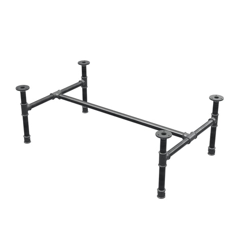 Industrielt sofabordsstel i støbejern, H-form, 91 × 55 cm, højde 32 cm, trekvartsvisning