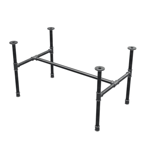 Industrielt sofabordsstel i støbejern, H-form, 91 × 55 cm, højde 52 cm, trekvartsvisning