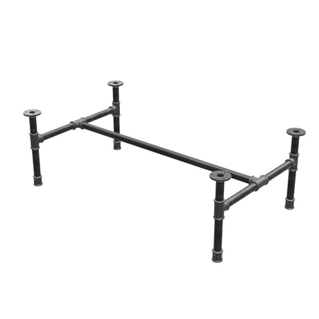 Industrielt sofabordsstel i støbejern, H-form, 96 × 55 cm, højde 32 cm, trekvartsvisning