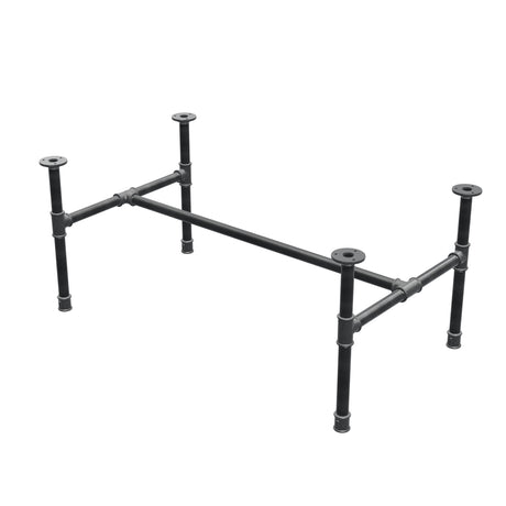 Industrielt sofabordsstel i støbejern, H-form, 96 × 55 cm, højde 42 cm, trekvartsvisning