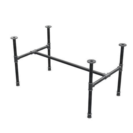 Industrielt sofabordsstel i støbejern, H-form, 96 × 55 cm, højde 52 cm, trekvartsvisning