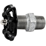 Sort håndhjul 52 mm på nippel, 1/2'' med møtrik i rustfrit stål, fitting i galvaniseret støbejern