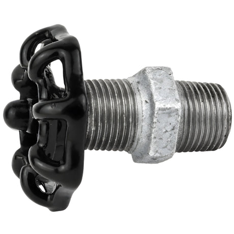 Sort håndhjul 52 mm på nippel, 1/2'' med sort møtrik, fitting i galvaniseret støbejern