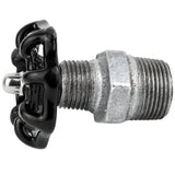 Sort håndhjul 52 mm på nippel, møtrik i rustfrit stål, fitting i galvaniseret støbejern