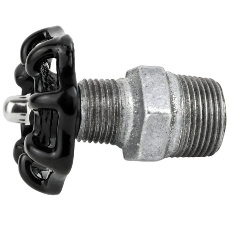 Sort håndhjul 52 mm på nippel, møtrik i rustfrit stål, fitting i galvaniseret støbejern