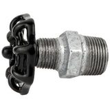 Sort håndhjul 52 mm på nippel, sort møtrik, fitting i galvaniseret støbejern